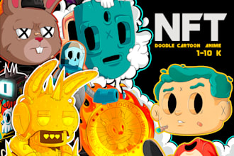 create  doodle illustration, cartoon and nft art in my style