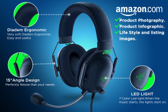 do amazon product photography editing, infographic,lifestyle or  listing images