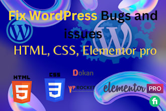 fix wordpress bugs with HTML, CSS, elementor pro