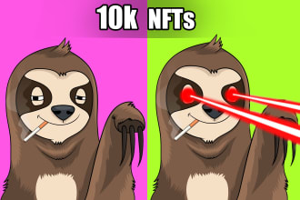 generate 10k 100k nft art collection for opensea