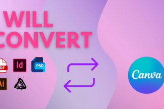 convert indesign, pdf, illustrator, photoshop, figma files to canva