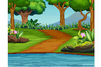 make a pixel art background of a scene or illustration for you