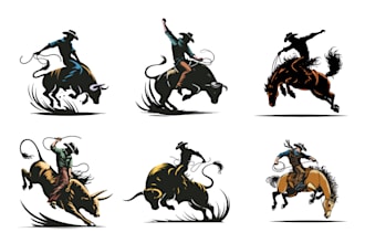 western bull and horse rodeo logo