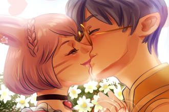 draw couple portrait in anime style