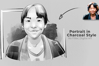 draw your face in to my charcoal sketch style for a gift