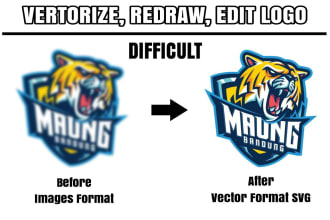 create vectorize, redraw and edit your logo on 1 day