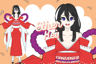 draw a design sketch and basic color for your vtuber live2d