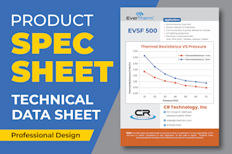 design product spec sheet, technical data sheet, tech sheet