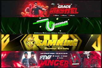 design a youtube banner,gaming banner,twitch banner,header