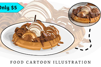 draw your food and drink into cartoon illustration
