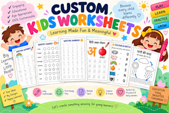design custom kids worksheets and activity books