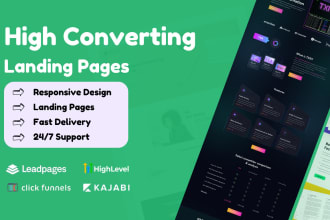 build leadpages, kajabi, clickfunnels, gohighlevel sales funnel landing page