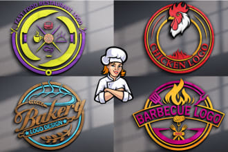 design fast food, bbq, cafe, coffee shop and restaurant logo