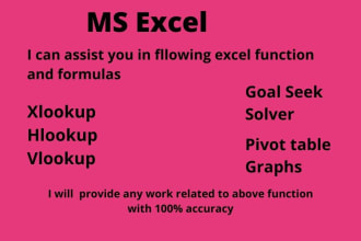 apply excel formulas funnction xlookup vlookup hlookup solver goal seeker