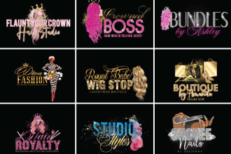 do branding hair, eyelashes, beauty salon and cosmetics logo