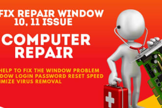 repair, fix troubleshoot windows 10, 11 mac pc, laptop, computer remotely