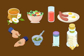 draw vector ayurvedic, health care, product art, and digital food  illustration