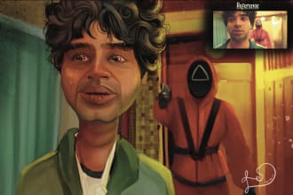 professionally paint a stylized caricature digitally