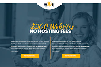 build a landing page, one page website or single property site no hosting fee