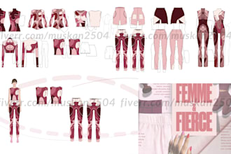create professional fashion technical drawings and flat sketches
