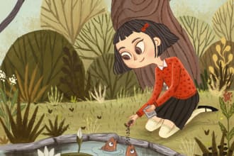 illustrate kids and children storybooks scene