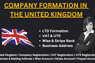 do UK ltd company registration and business address and wise or stripe