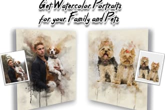 do custom pet portrait dog portrait watercolor pet portrait