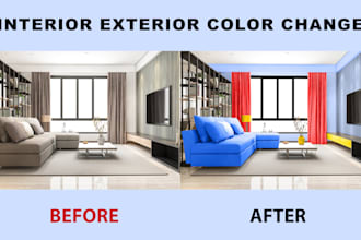 render house exterior, interior color change or repaint home
