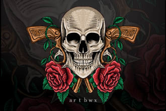 draw detailed dark art illustration with engraving style