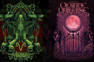 draw detailed dark art illustration for merchandise clothing