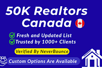 provide email list of active realtors from canada