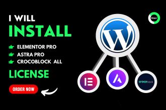 install elementor pro, astra pro, and crocoblock license