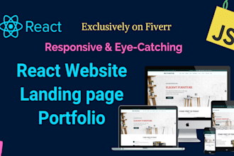 design responsive react website, landing page, or react portfolio