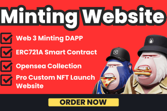 develop a professional nft minting website, dapp and smart contract