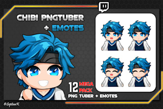 make you chibi pngtuber and emotes pack from your character