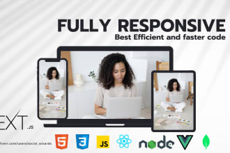 create responsive websites in html css javascript react nodejs nextjs