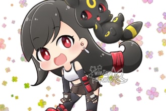 draw you and your pokemon in chibi style