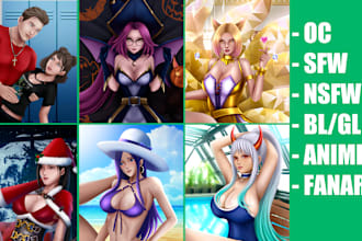 draw beautiful anime, cartoon, manhwa, fanart in semi realistic