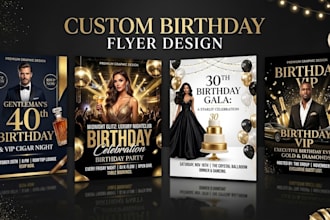 design professional birthday flyers, invitations or banners