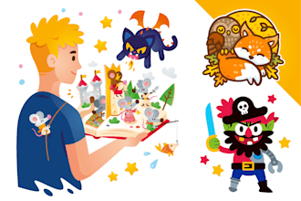 create magic cartoon children illustrations