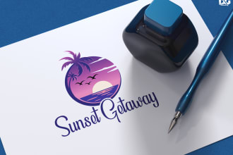 design travel hotel beach resort vacation logo