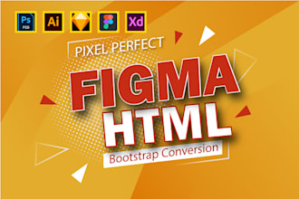 convert figma to html, psd to html with responsive bootstrap conversion
