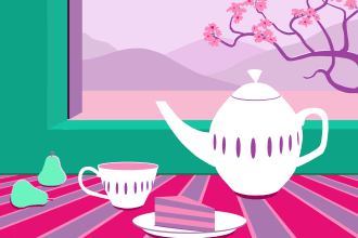 design a still life illustration in bright colors