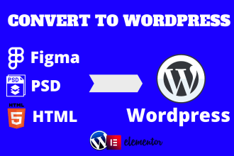 convert clone PSD xd UX UI figma HTML to elementor pro wordpress website
