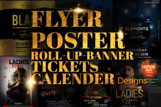 design flyer roll up banner and tickets