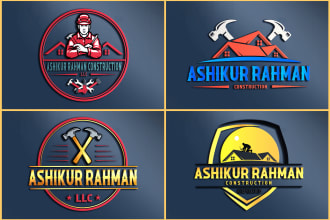 design construction, handyman, builders, contracting, roofing logo