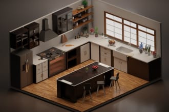 make 3d model and interior room design in blender and maya