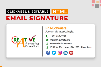 make modern HTML email signature for outlook,gmail and apple