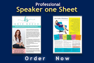 design professional speaker sheet,press kit, media kit, speaker kit