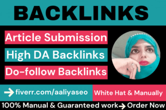 manually create articles submission backlinks from high da pa website